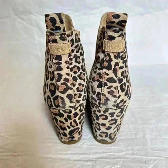 Toms Women's Kelsy Boots Size 9 Wedge Heel Chelsea Pull On Leopard Brown Suede - Picture 5 of 8
